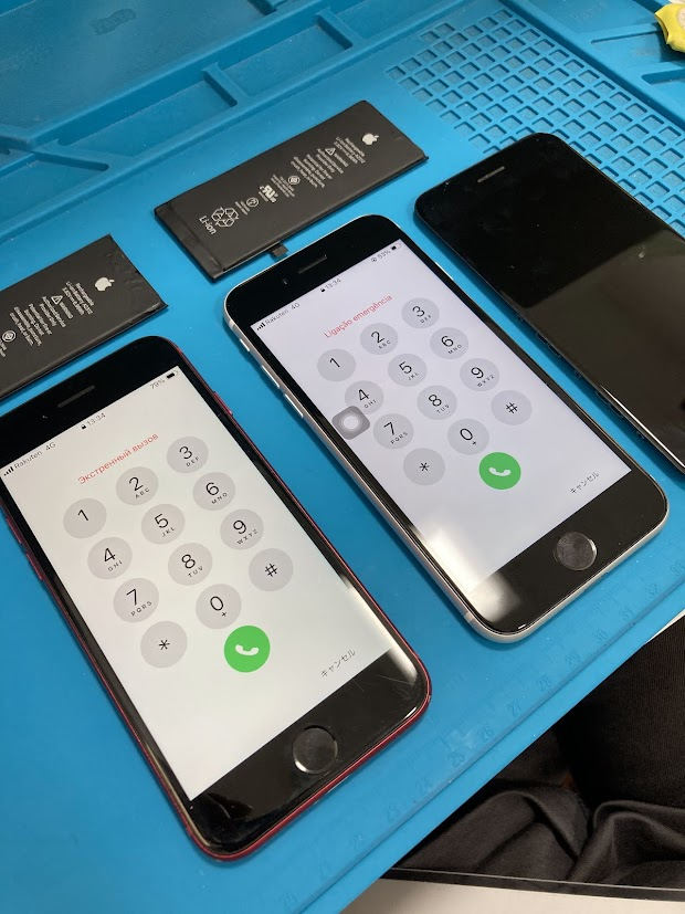【梅田】iPhoneSE2のバッテリー交換2台＆画面修理でホームボタ