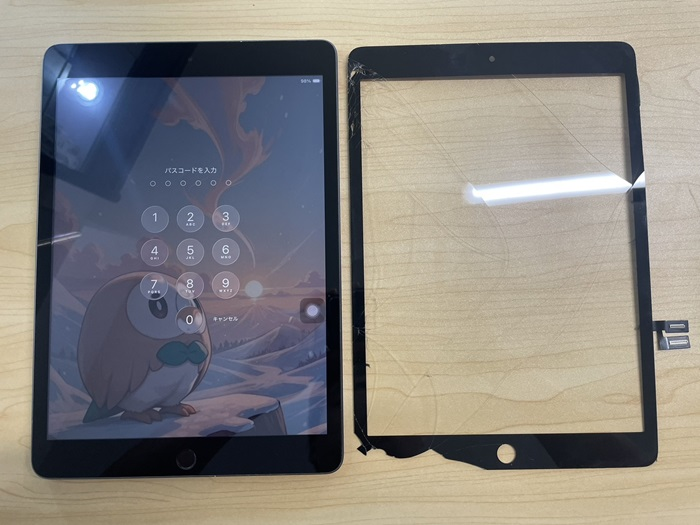 iPadのガラス割れ、修理後