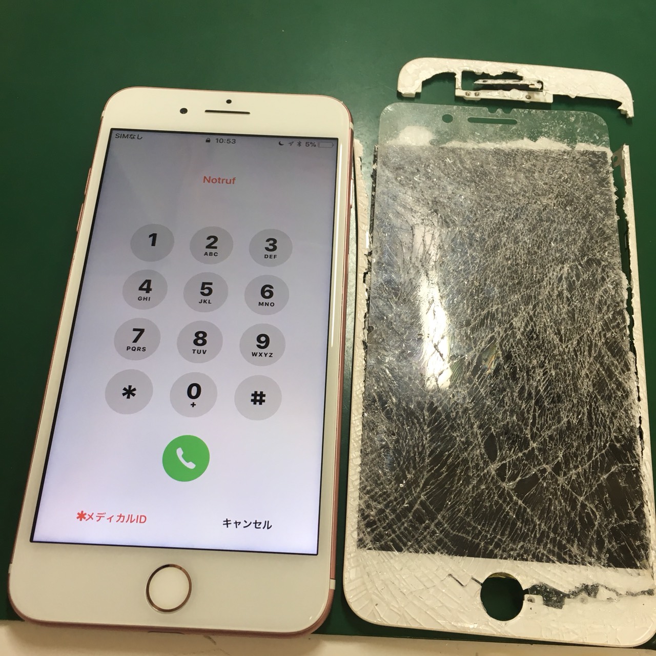 iPhone7plus車に轢かれた修理