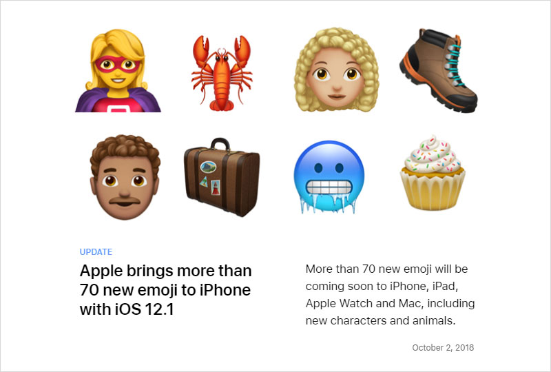 AppleがiOS12.1でお目見えする新作絵文字の一部を紹介