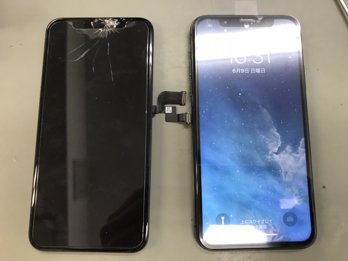 iPhoneXS画面割れ、インカメラ修理！