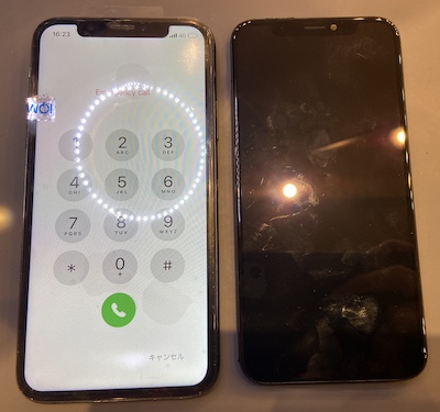 iPhoneXS 画面パーツ交換修理しました(>v<)/