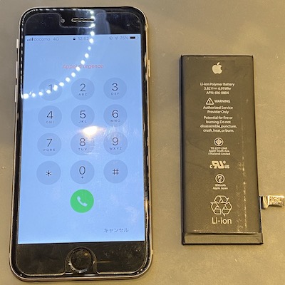 iPhone6 古いバッテリーが原因で起動不可に！