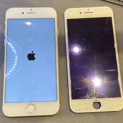 ホームボタン付近から広がるヒビのiPhone8を修理しました！
