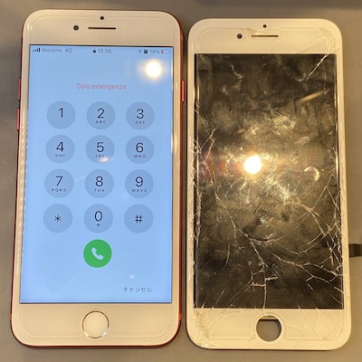 iPhone7 重度の画面ガラス割れ 修理しました！