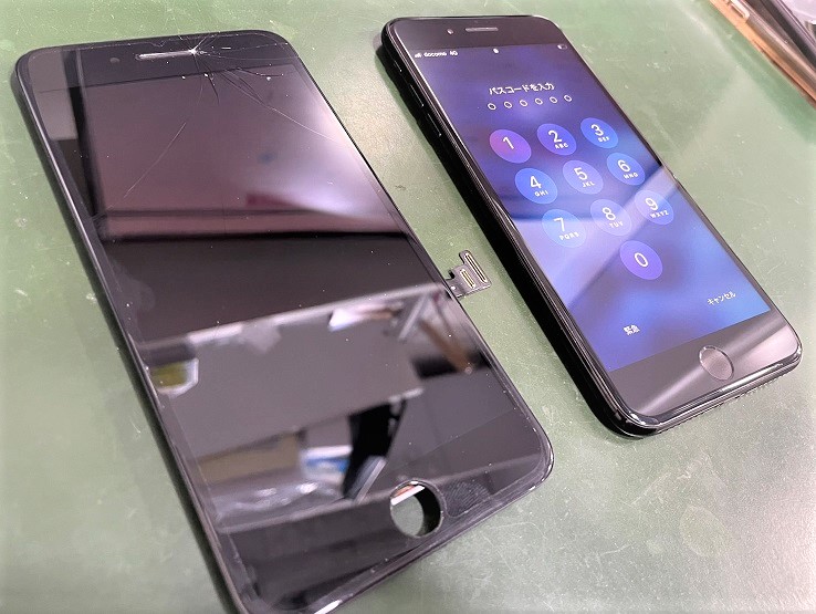 岡山駅からご来店：iPhone7Plusの画面割れ修理