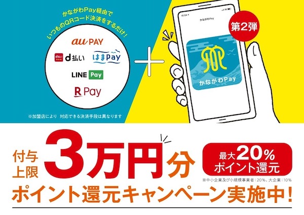 [先着順・期間限定]当店で神奈川ペイを利用すると20%ポイント還元！