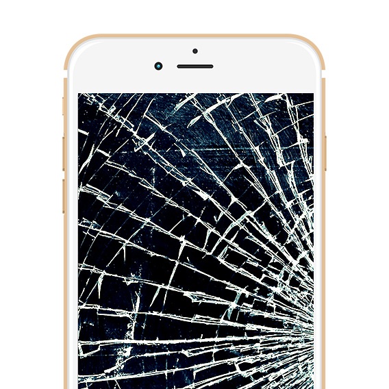 iPhone6sの液晶交換　内部が見えているガラス割れ