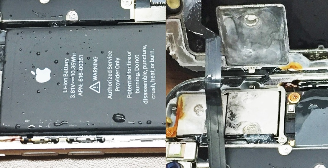 内部 腐食 錆び iPhone 基盤 水濡れ 水没