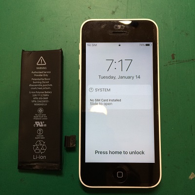 iPhone5cバッテリー交換後交換前バッテリー