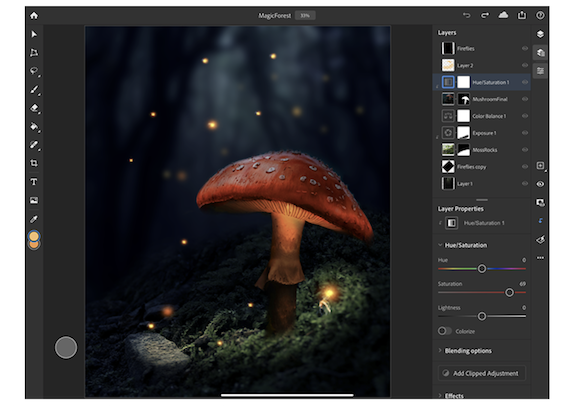 iPad版 Photoshop 操作画面
