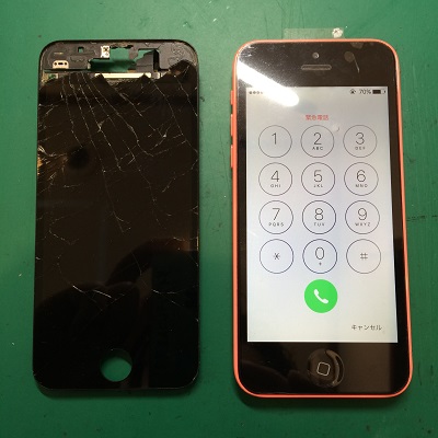 iPhone5c液晶パネル交換後