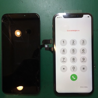 iPhoneX画面修理後